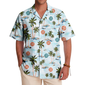 watercolor palm trees & surfboards island repeat hawaiian shirt