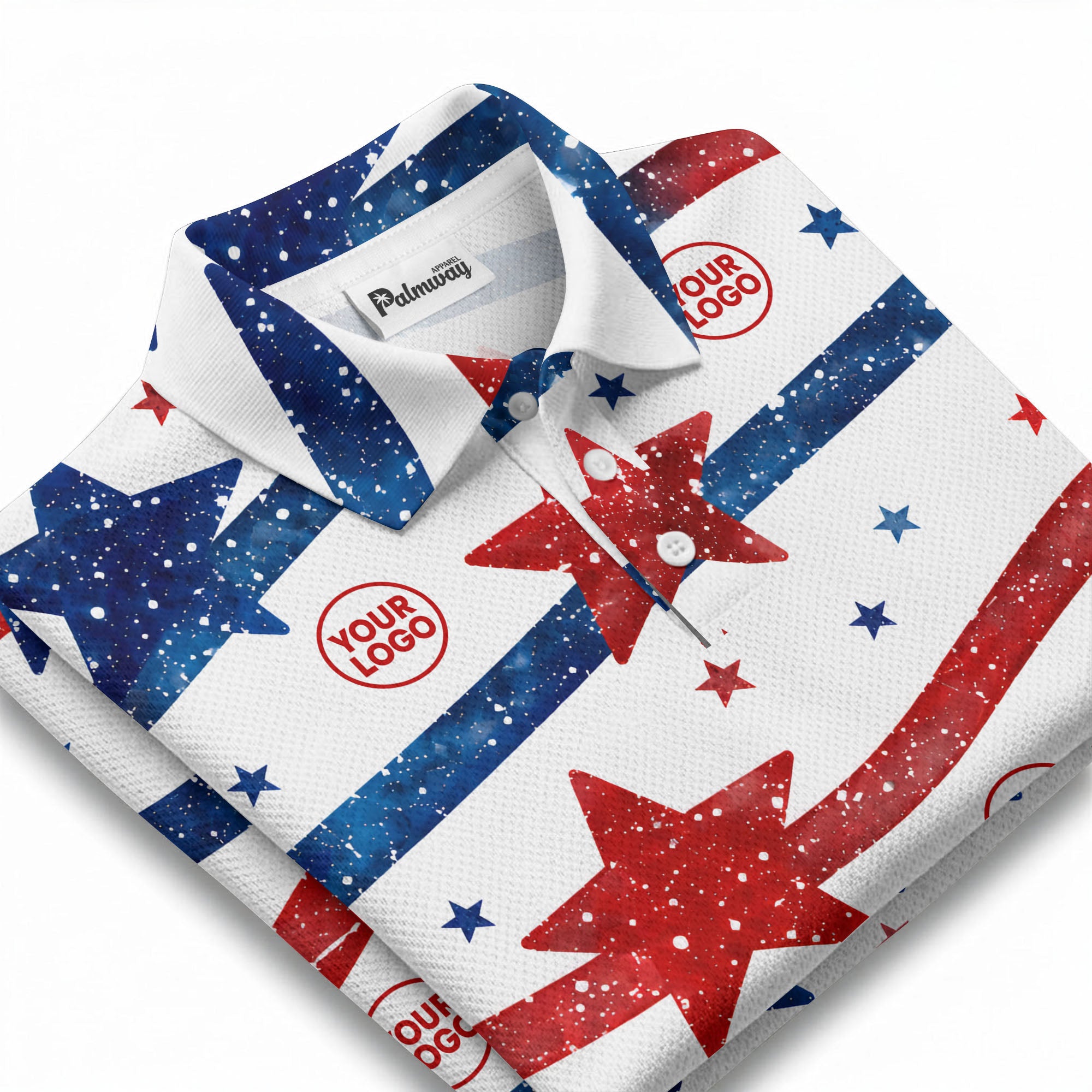 watercolor usa stars stripes patriotic aloha polo shirt for men