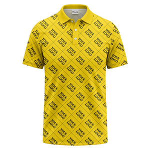your logo diamond grid monochrome custom polo shirt for men