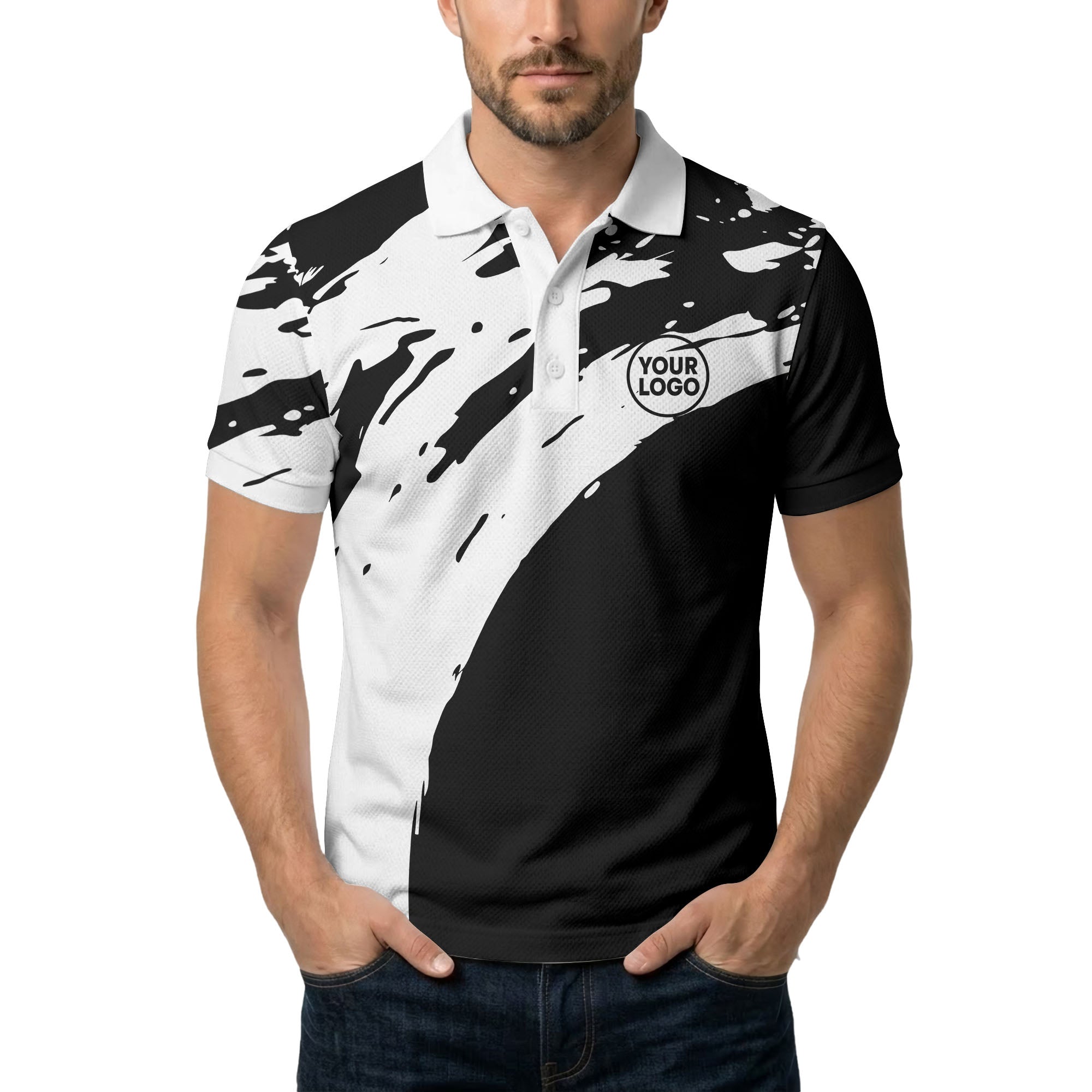 abstract paint splash polo shirt for modern golfers
