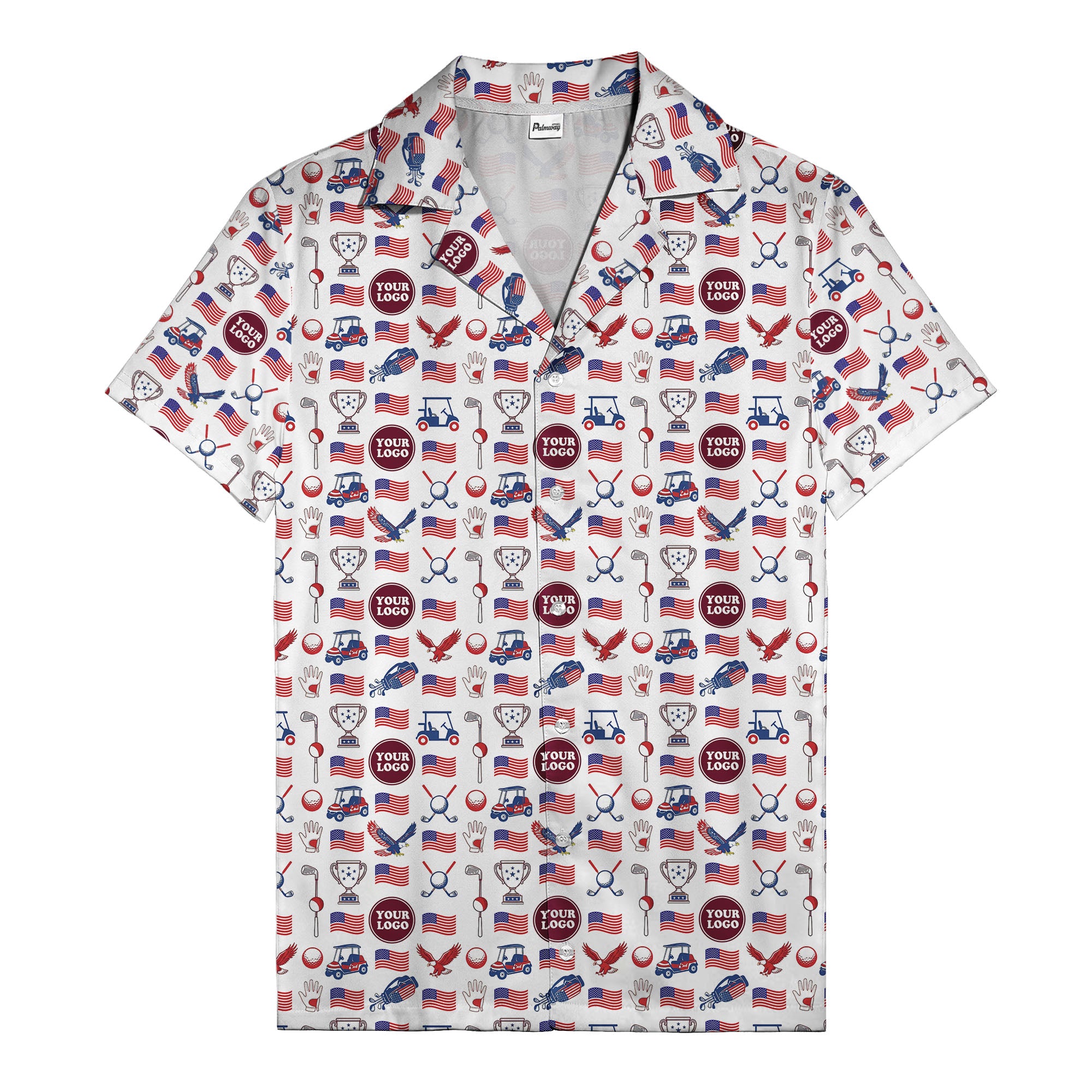 american flag eagle golf cart trophy hawaiian shirt for men