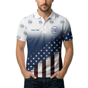 american flag stars & stripes patriotic eagle polo shirt for men
