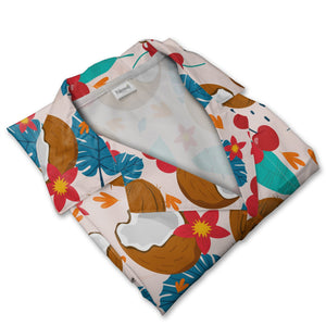 Aqua Blue Margarita Flip-Flop Hawaiian Shirt with Watermelon and Popsicles