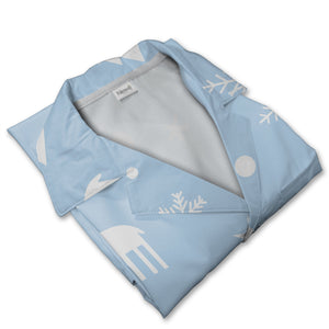 Baby Blue Christmas Reindeer Hawaiian Shirt with Snowflake Stars