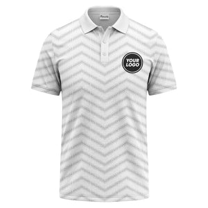black chevron dot geometric pattern custom logo polo shirt for men