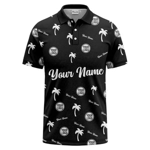 black palm tree silhouettes personalized polo shirt with custom logos