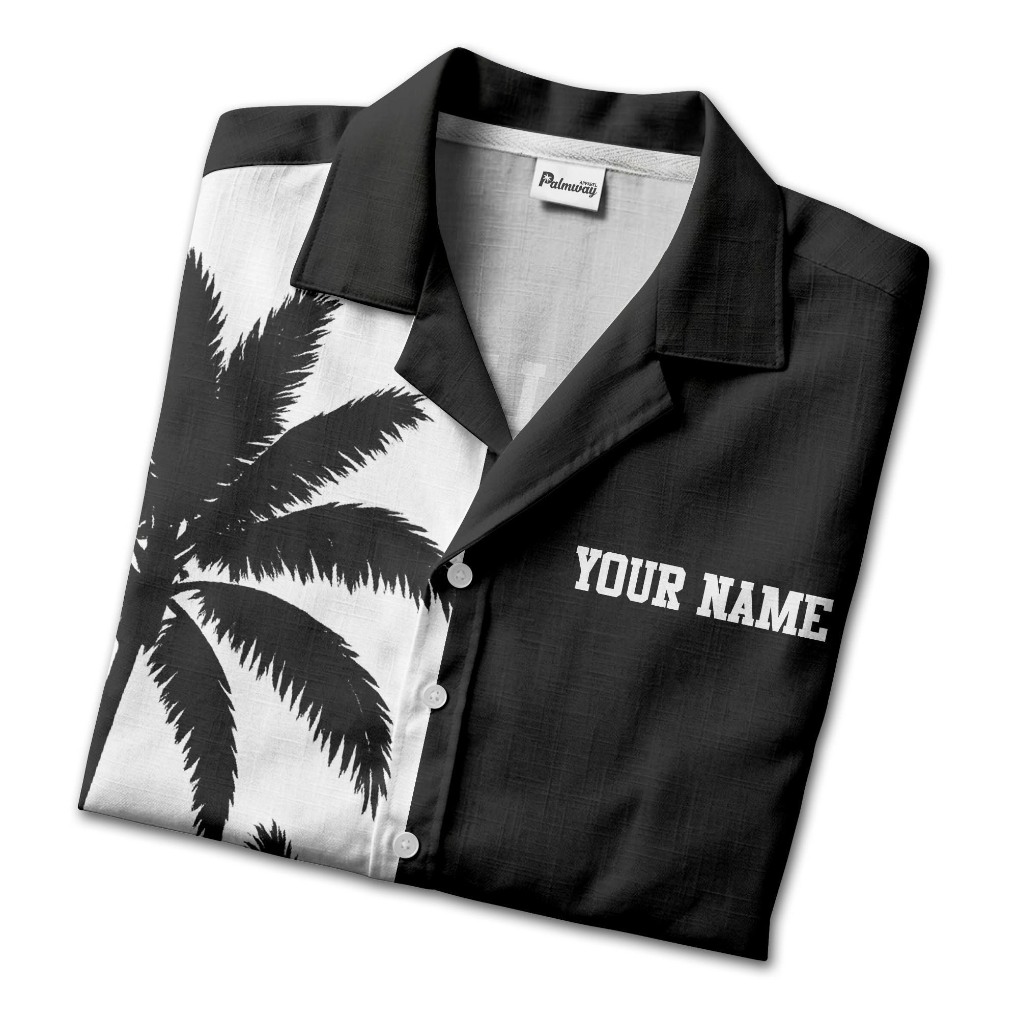 black white palm tree silhouette contrast tropical hawaiian shirt for men