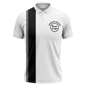 bold black white vertical stripe custom logo golf country club polo shirt