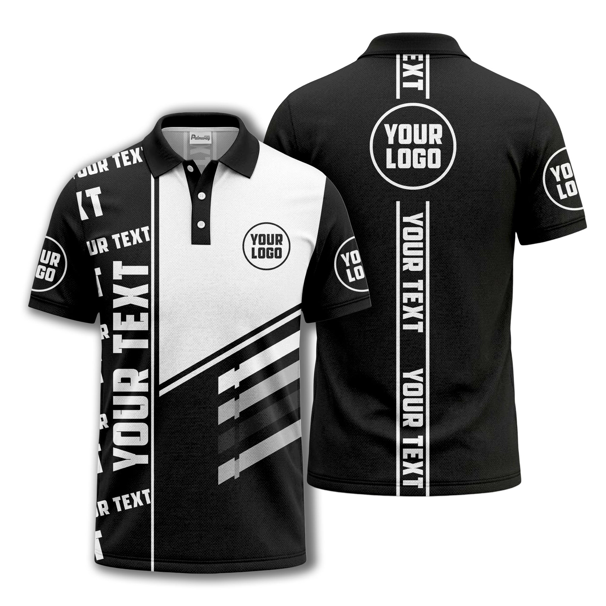 bold geometric stripes & custom text placeholder modern polo shirt
