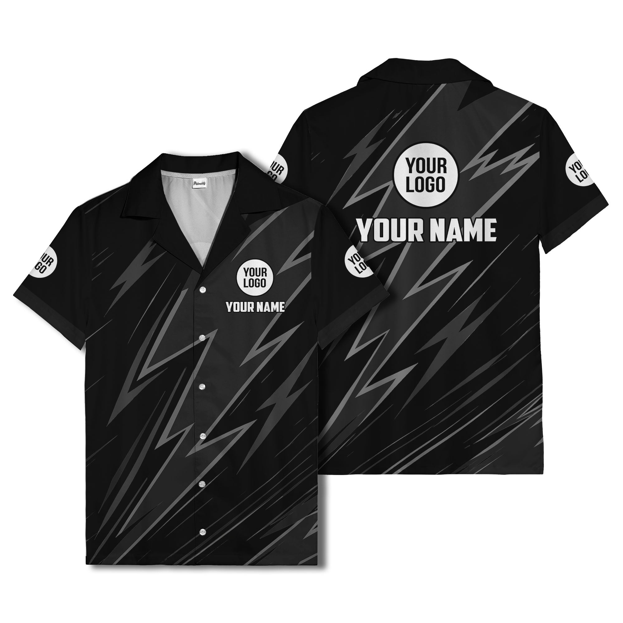 bold lightning bolt repeat pattern personalized hawaiian shirt for men