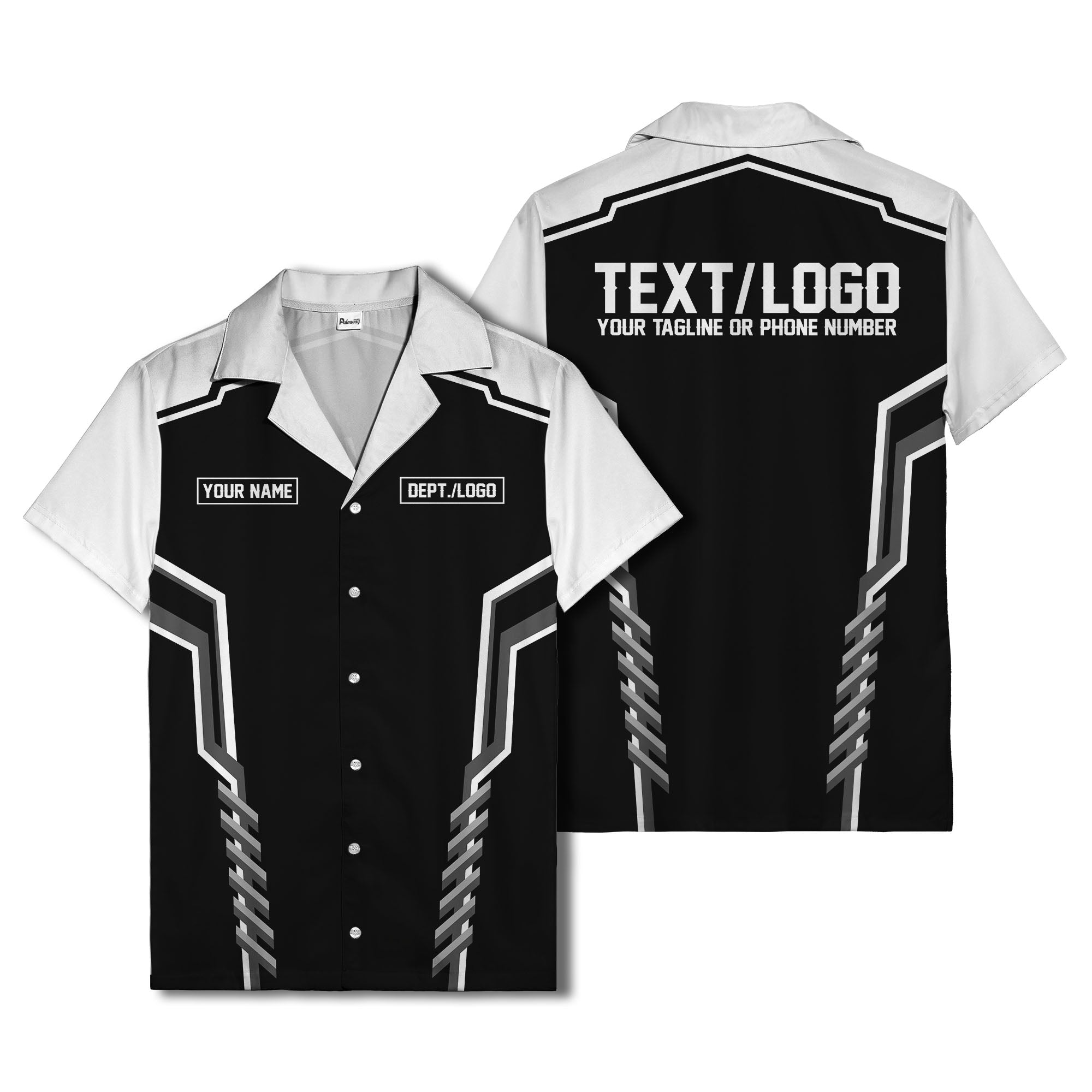 bowling team stripe name box hawaiian shirt for men