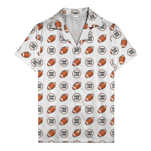 cartoon football field custom logo pattern black hawaiian shirt for men