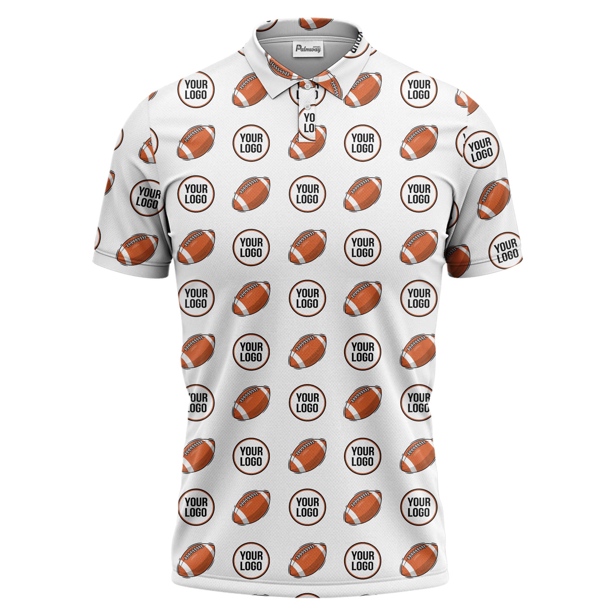 cartoon football logo circle repeat black sports polo shirt for men