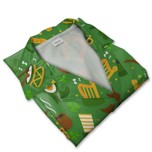 Celtic Music Hawaiian Shirt with Irish Harps Drums and Dancing Shamrocks