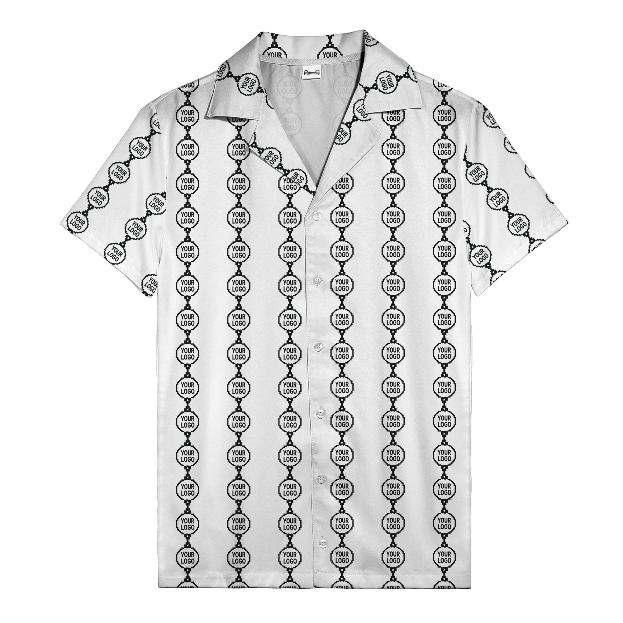 chain link custom logos black white all over hawaiian shirt