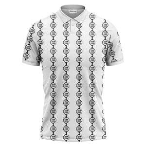 chain link customizable logos black white graphic polo shirt