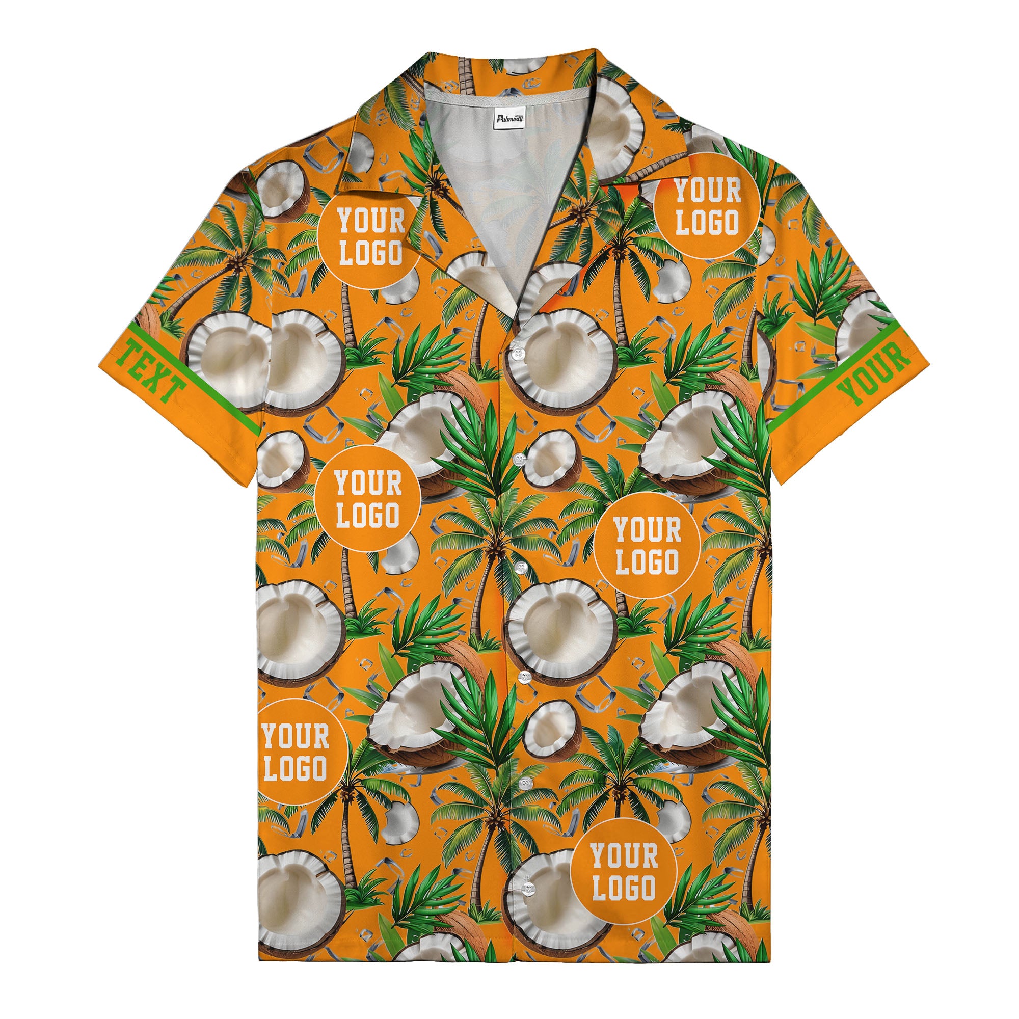 coconut palms & ice cubes on black beach photo hawaiian shirt for men
