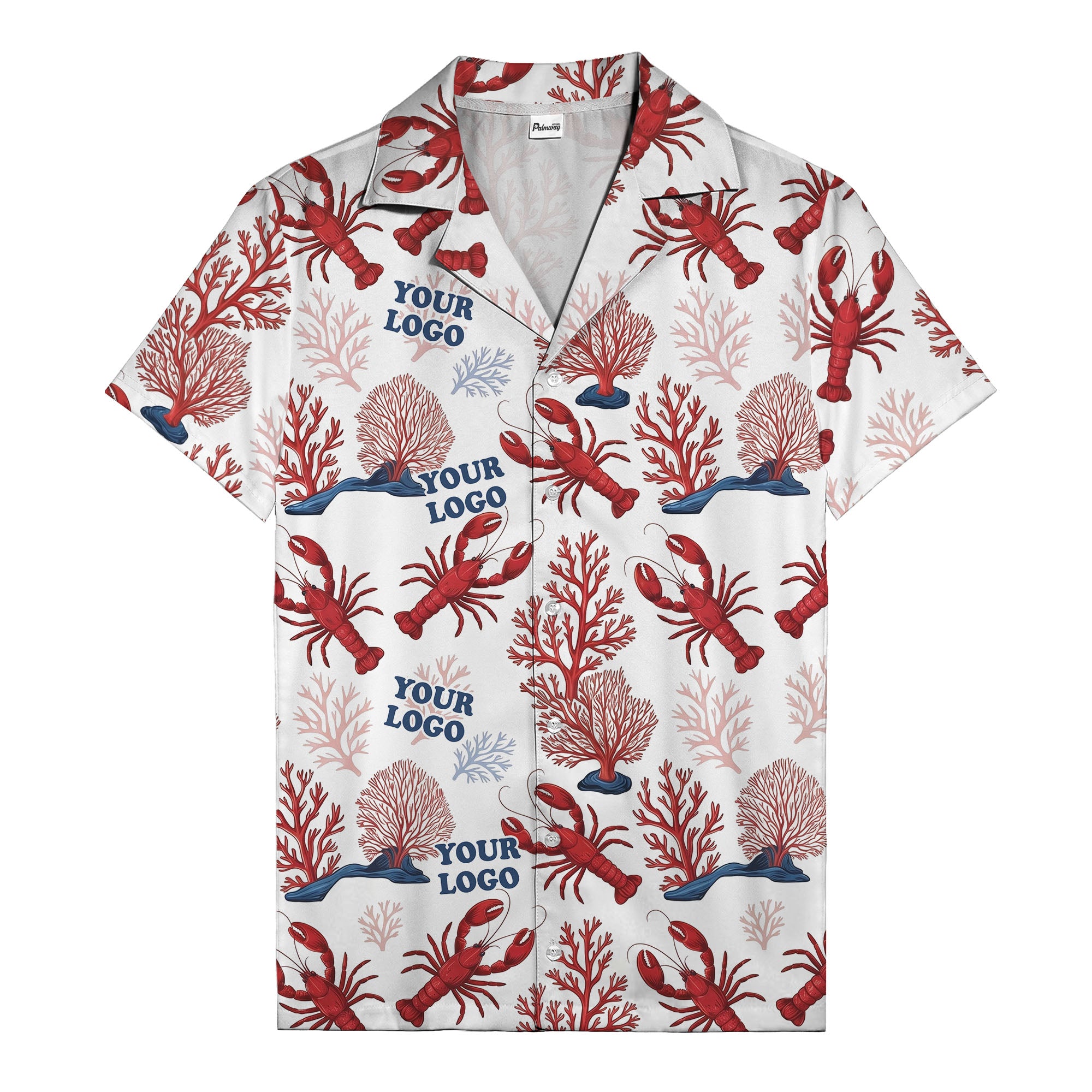 coral reef lobsters & watercolor logo repeat hawaiian shirt