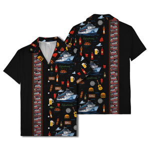 cruise ship grill & refreshments fun cartoon hawaiian shirt for men