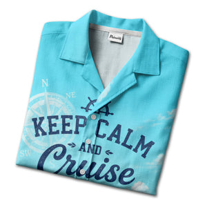 cruise ship parrot & guitar beach scene hawaiian shirt
