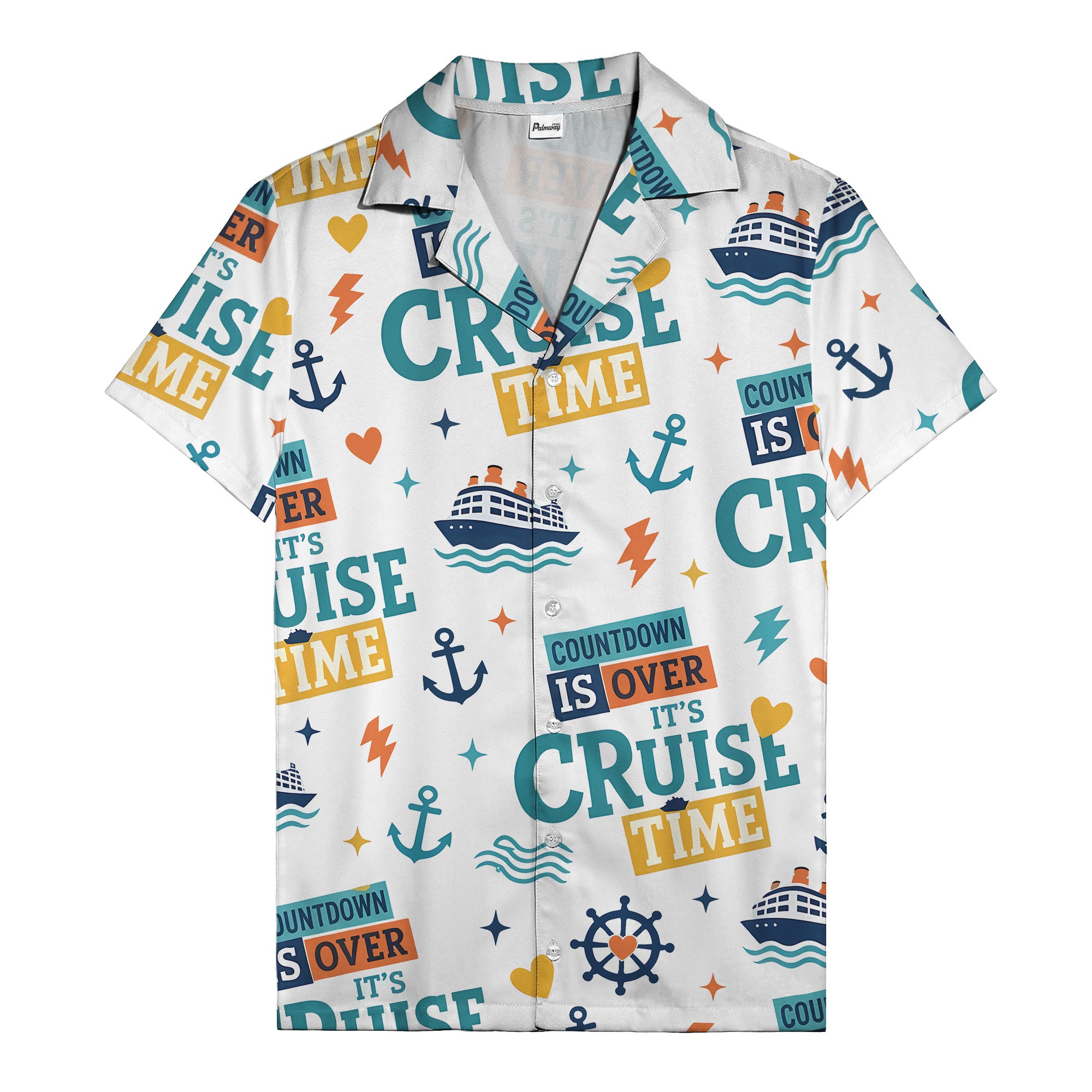 cruise ships & anchors cartoon fun hawaiian shirt for vacation
