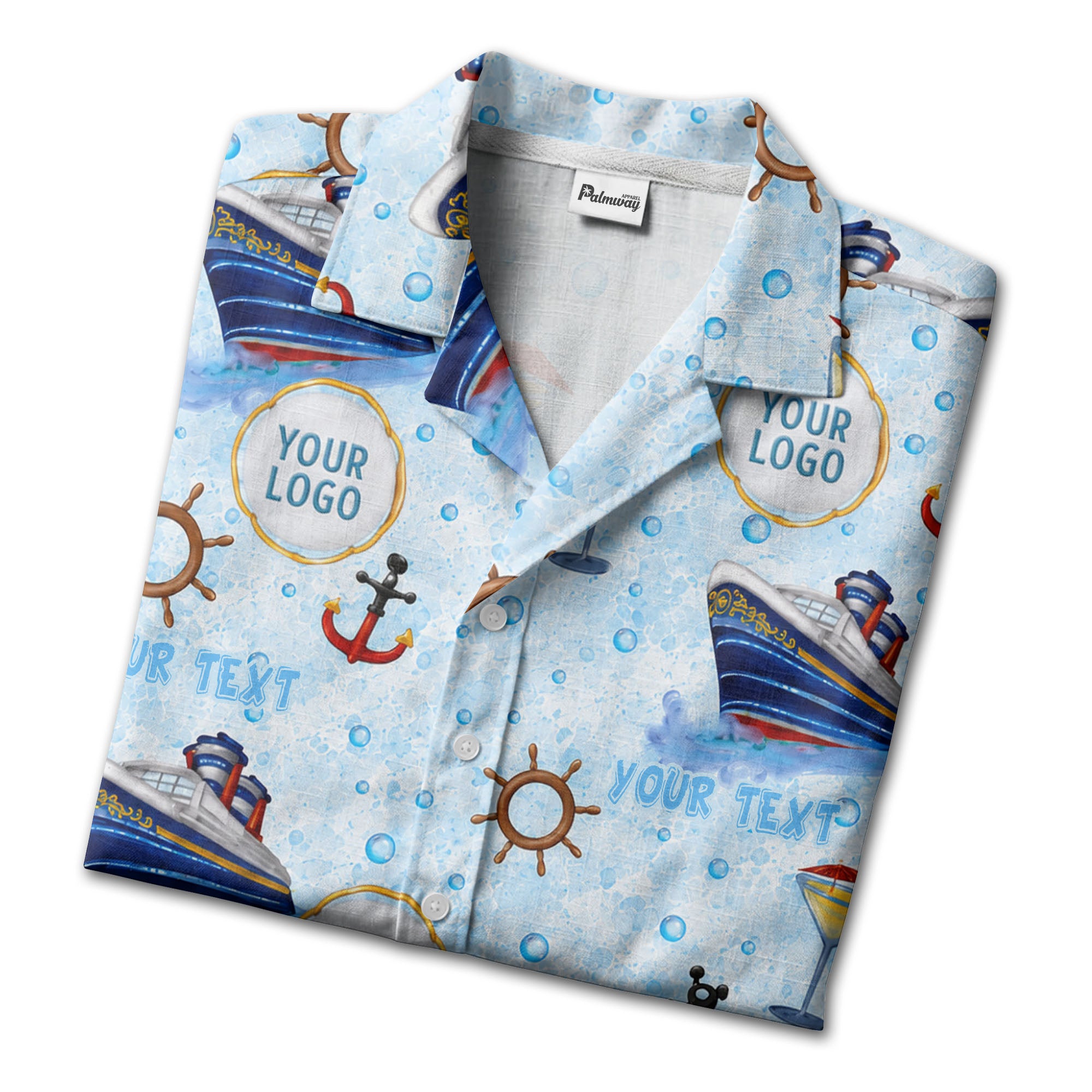 cruise ships & cocktail glasses fun cartoon hawaiian shirt for men