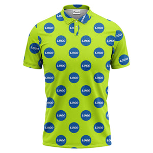 custom color logo polo shirt | bold branded repeating pattern