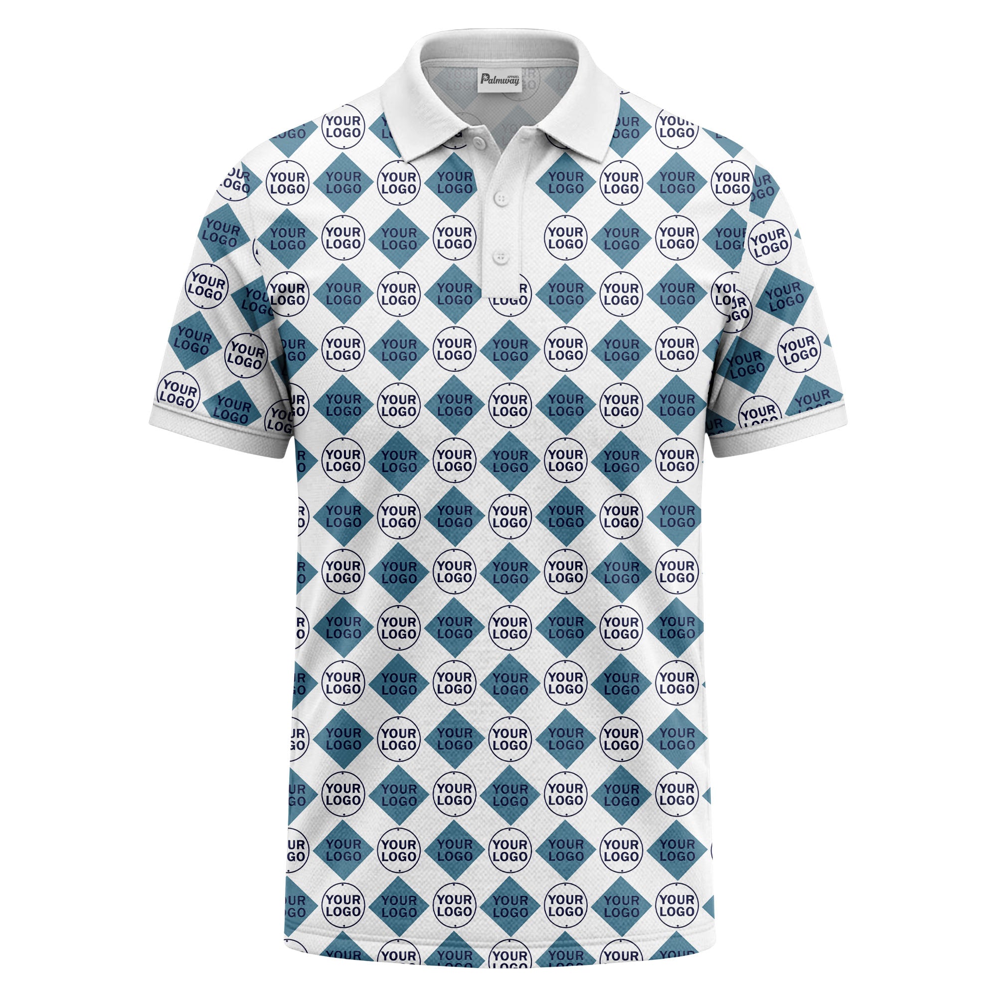 custom diamond grid circular logos polo shirt for men