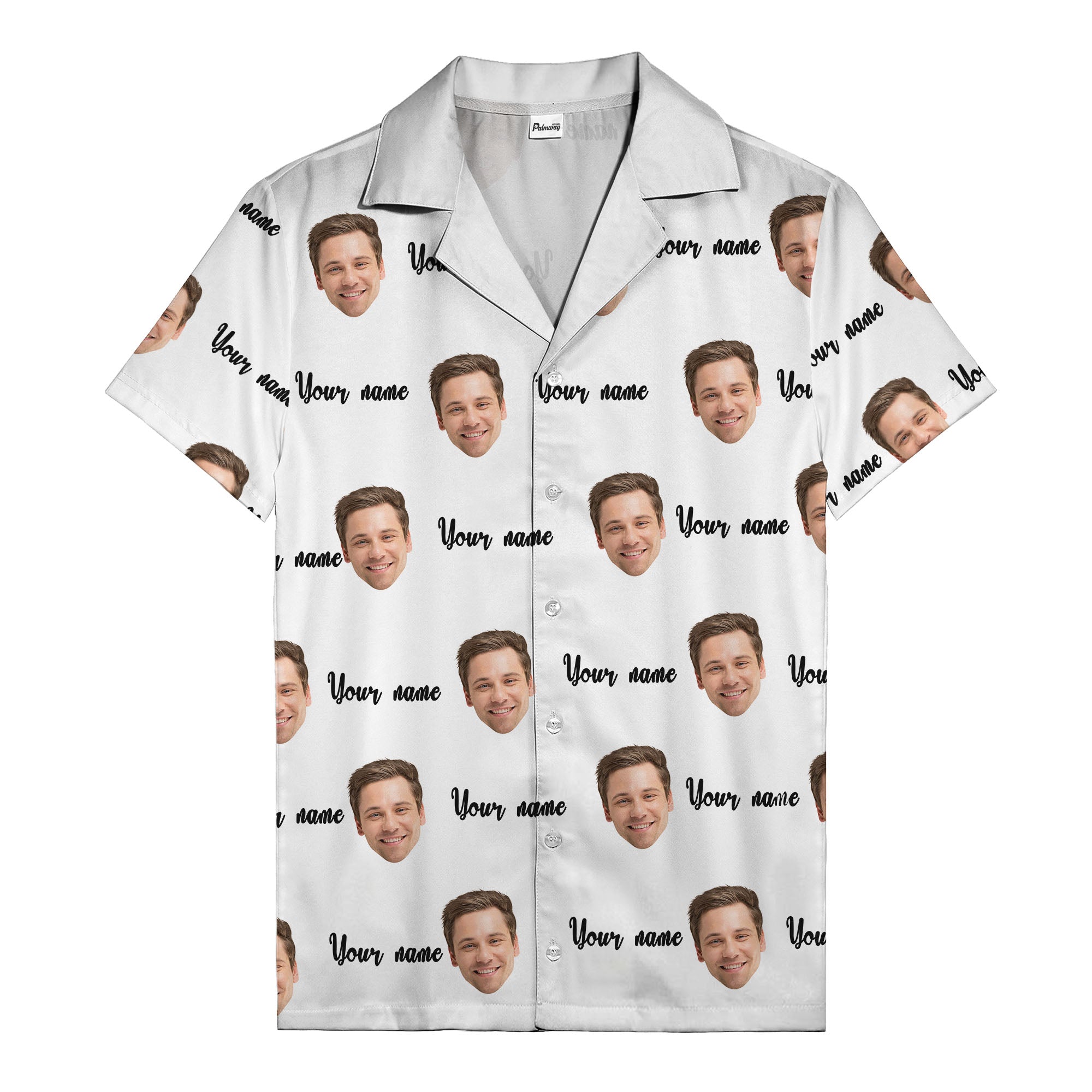 custom face portrait & personalized text repeat hawaiian shirt