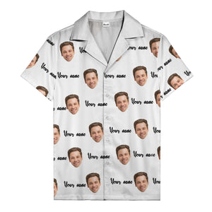custom face portrait & personalized text repeat hawaiian shirt