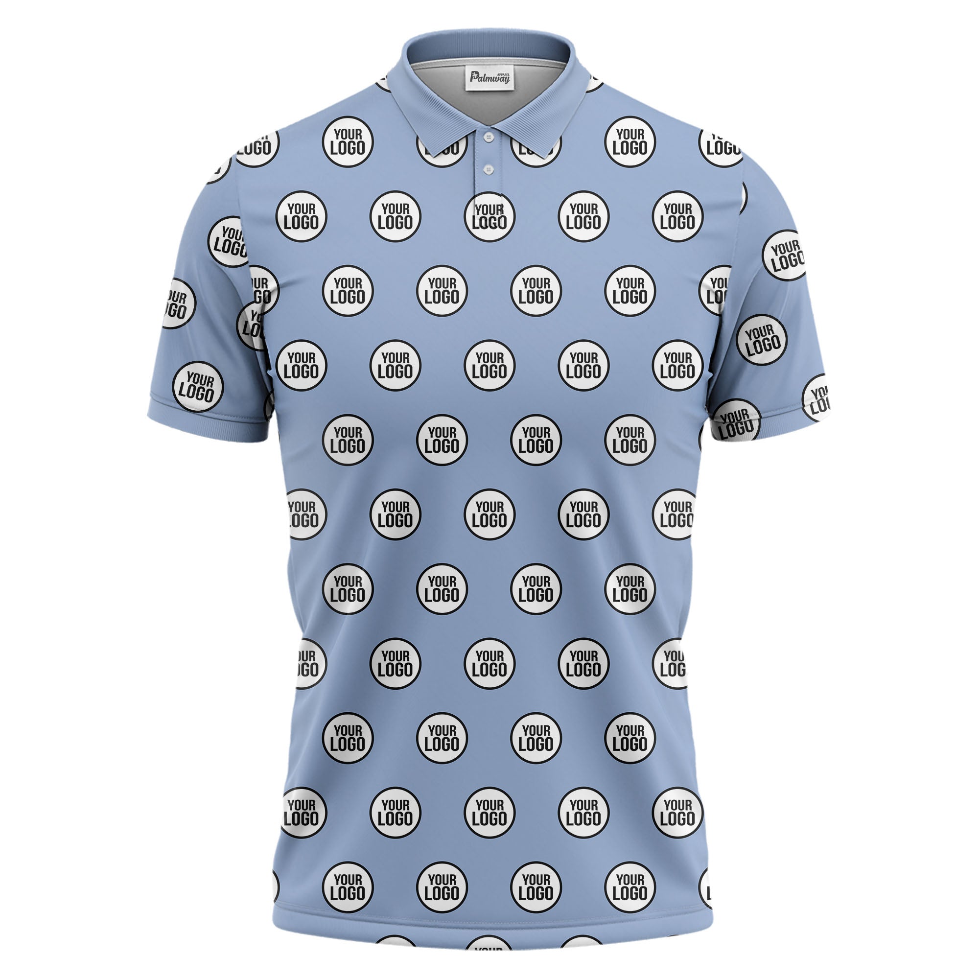 custom geometric circles logo polo shirt in red white black for men