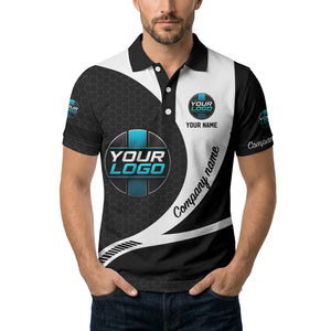custom logo hexagon diagonal stripes polo shirt for men