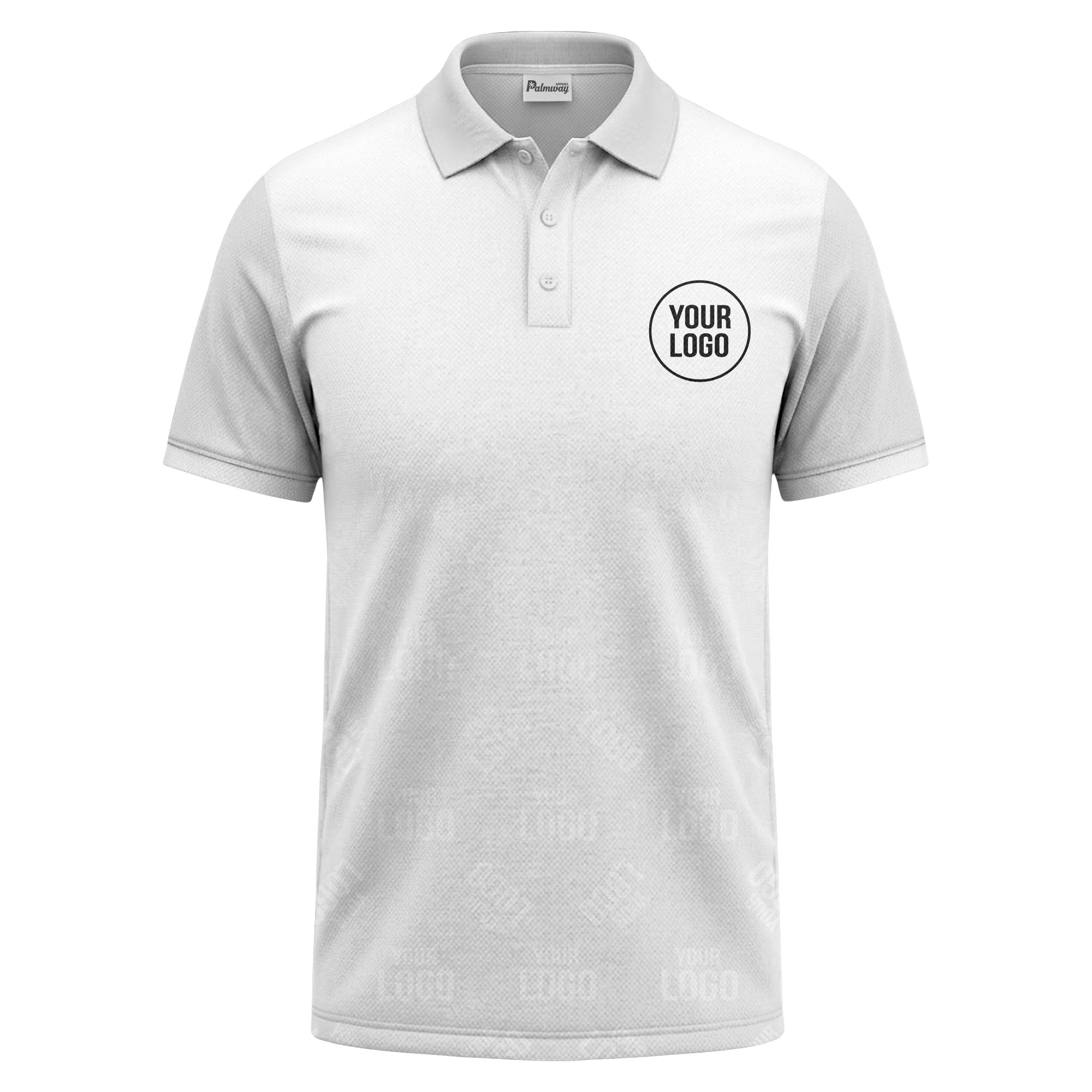custom logo repeat gradient polo shirt for men in black & white