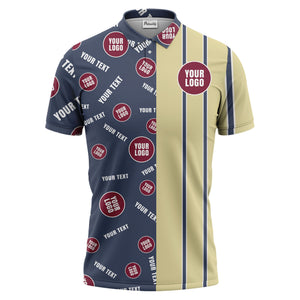 custom multi color geometric logo stripe men's golf polo shirt