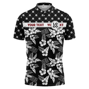 tropical hibiscus custom logo polo hawaiian shirt