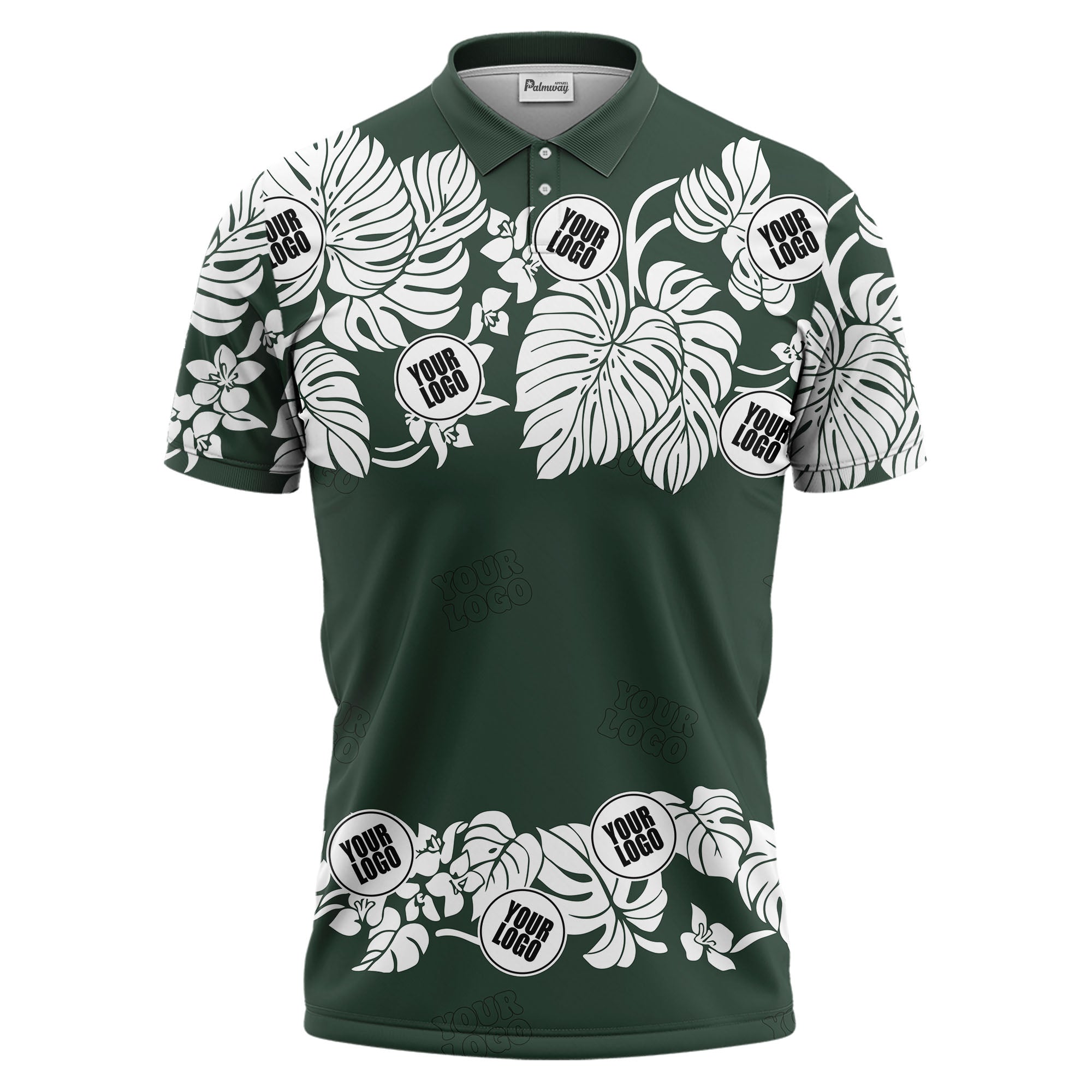 custom multi color monstera hawaiian floral tropical golf polo shirt for men