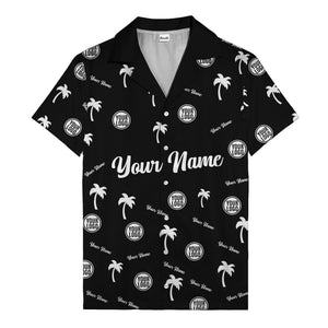 custom palm tree silhouette & name logo black white hawaiian shirt