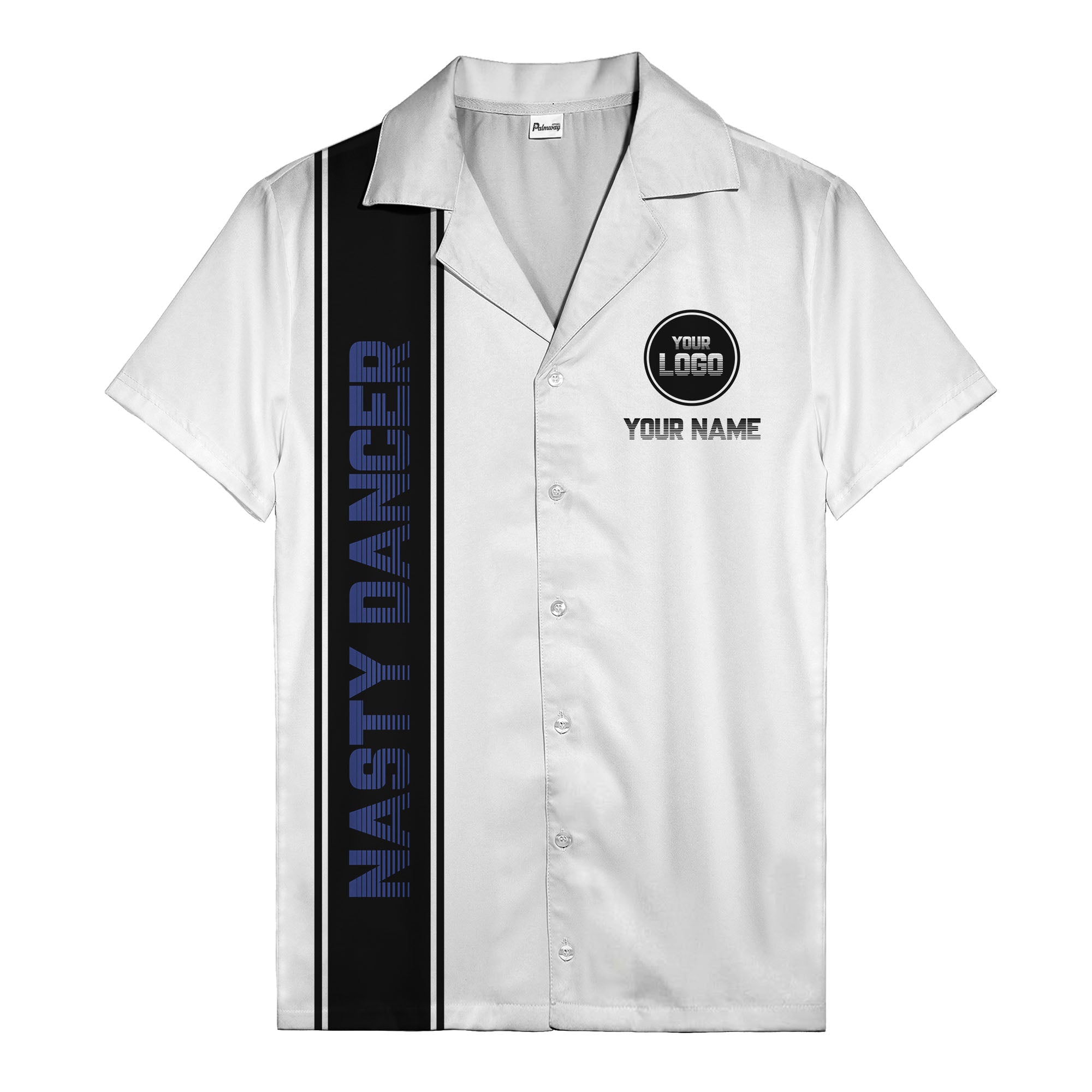 custom team logo striped black hawaiian shirt for spirit days