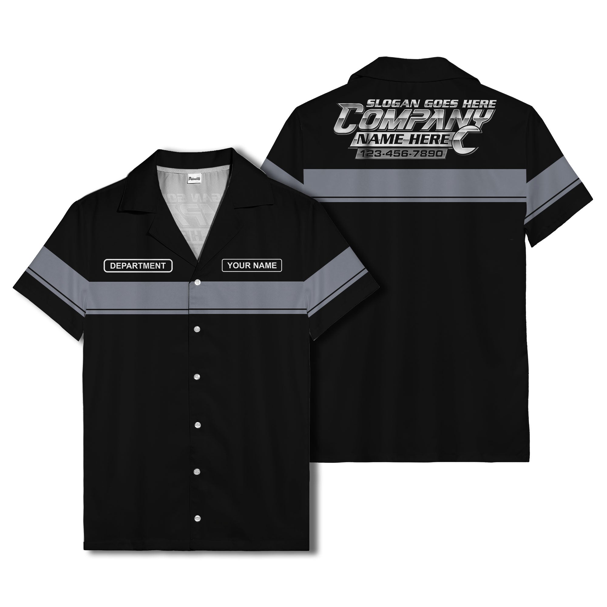 customizable department name gray stripe minimalist hawaiian shirt