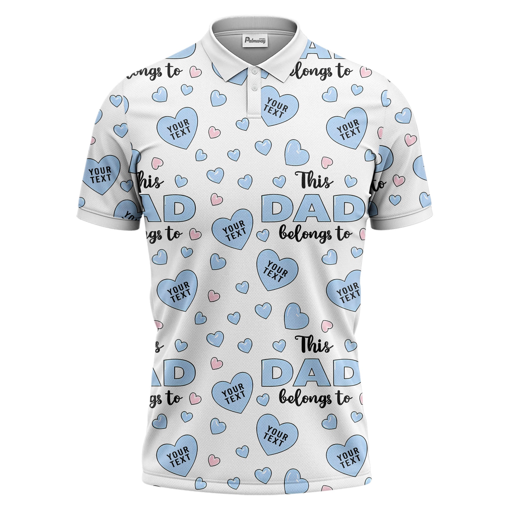 customizable hearts & text father's day all over print polo shirt for men