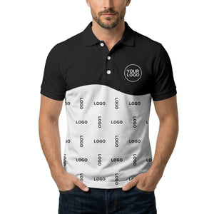 customizable monochrome logo repeat graphic polo shirt for professionals