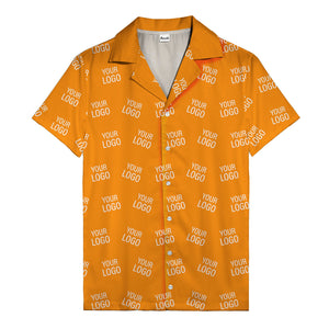 customizable repeat logo monochrome black hawaiian shirt for men