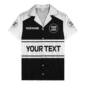 customizable text & logo horizontal stripe bowling hawaiian shirt
