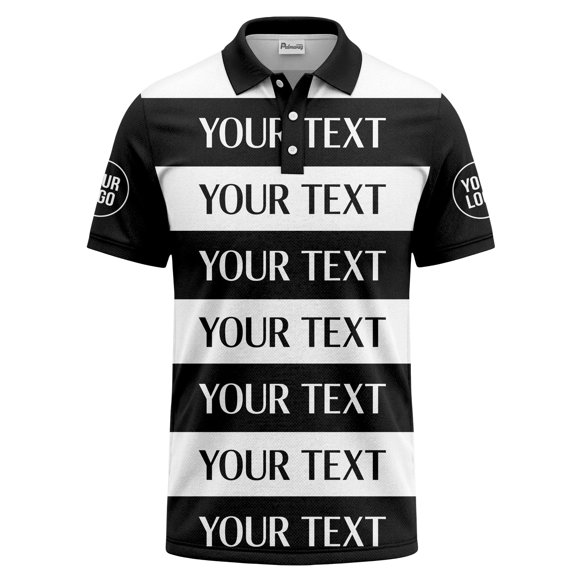 customizable text on bold horizontal stripes polo shirt