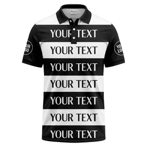 customizable text on bold horizontal stripes polo shirt