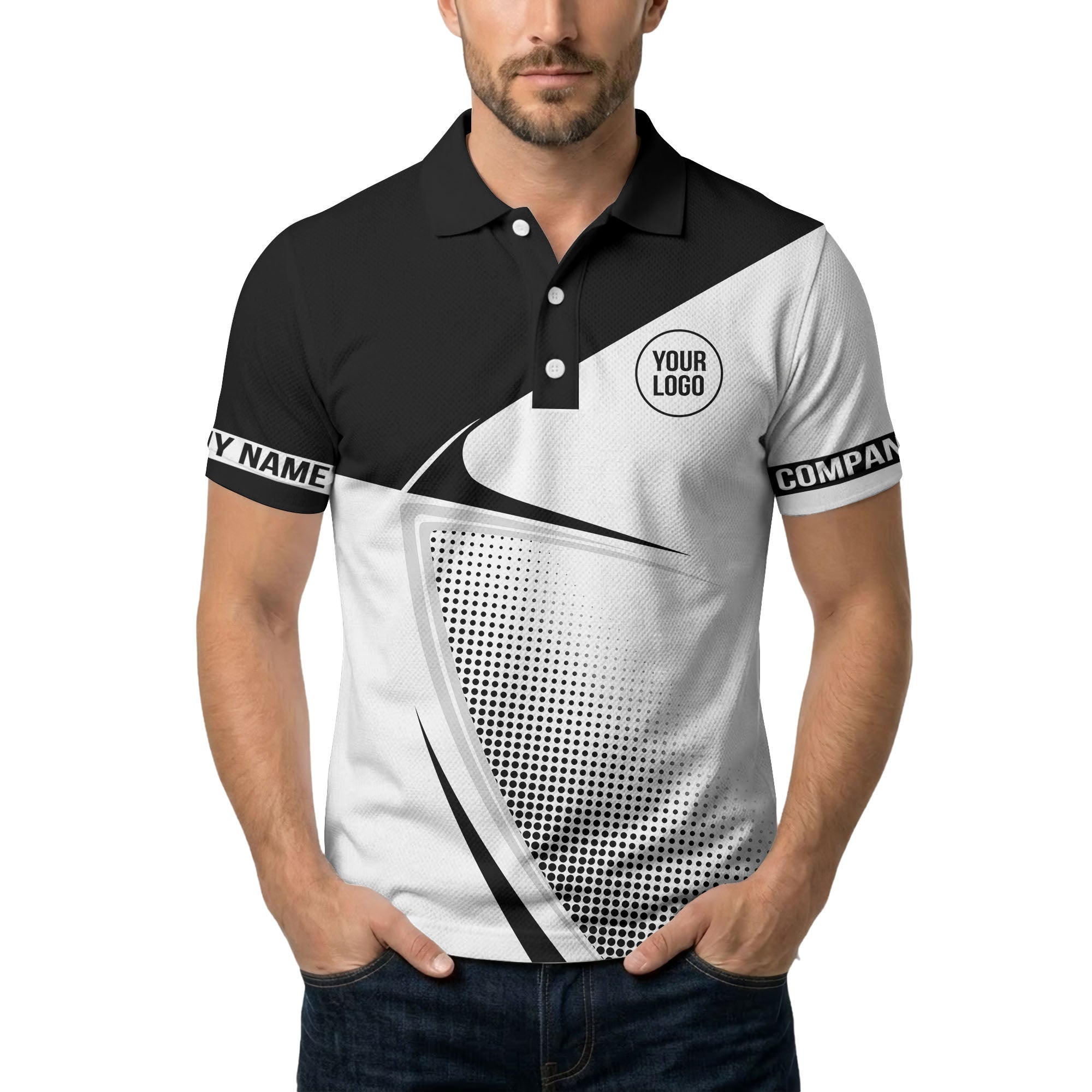 diagonal stripe dot geometric polo shirt for men