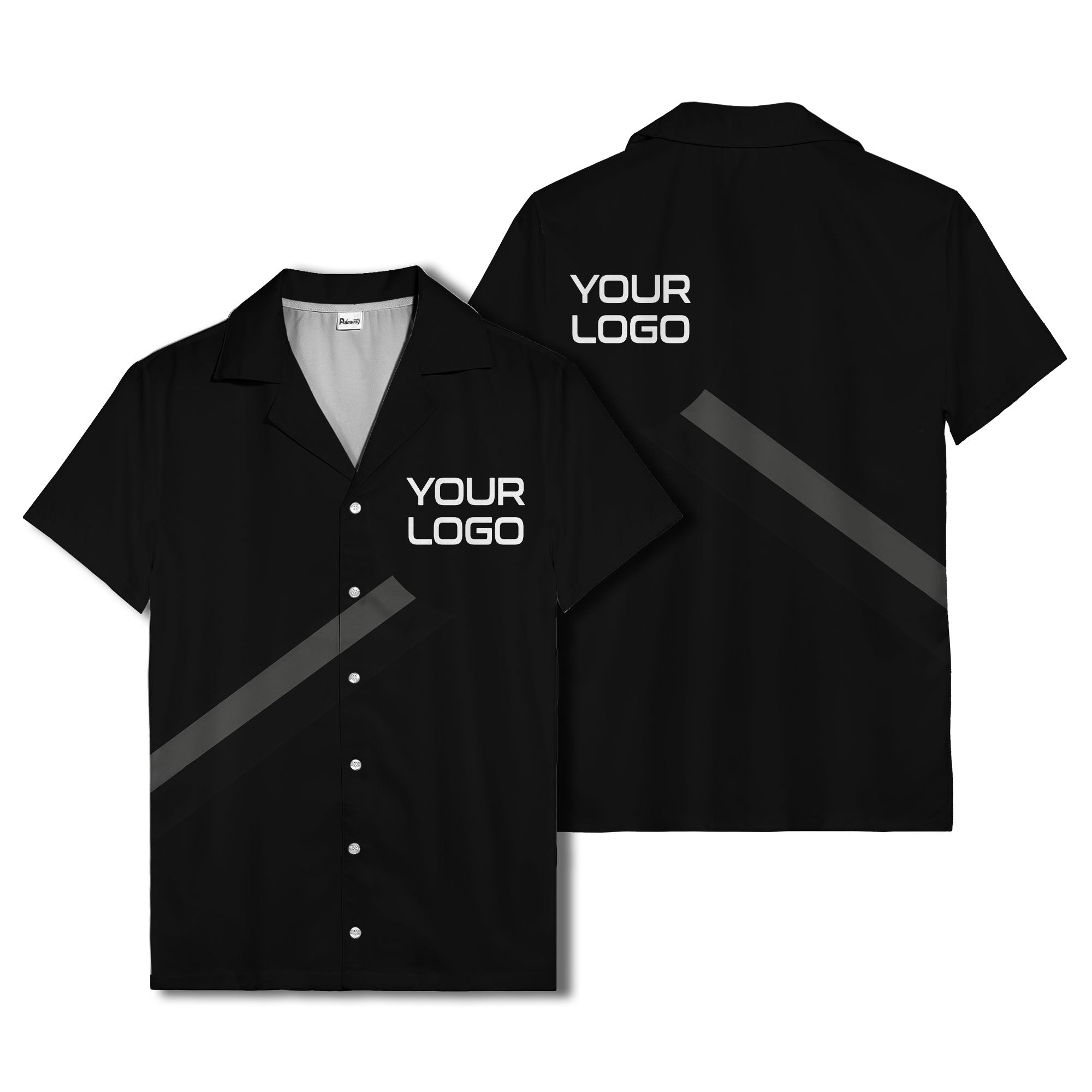 diagonal stripe logo modern hawaiian shirt