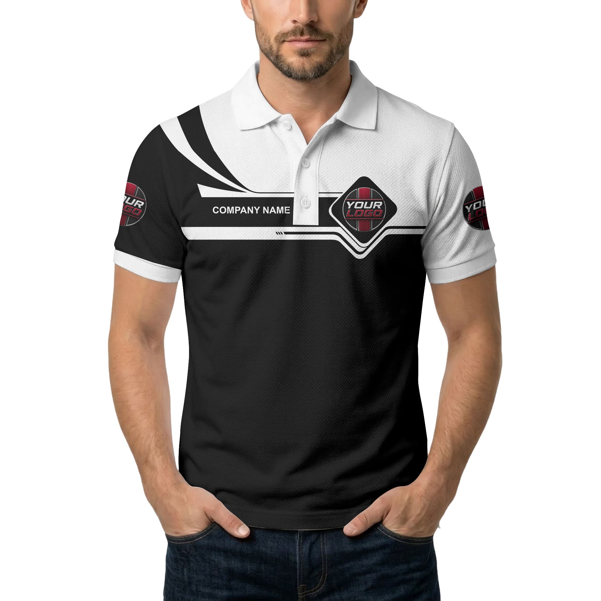 diamond stripe custom logo corporate polo shirt