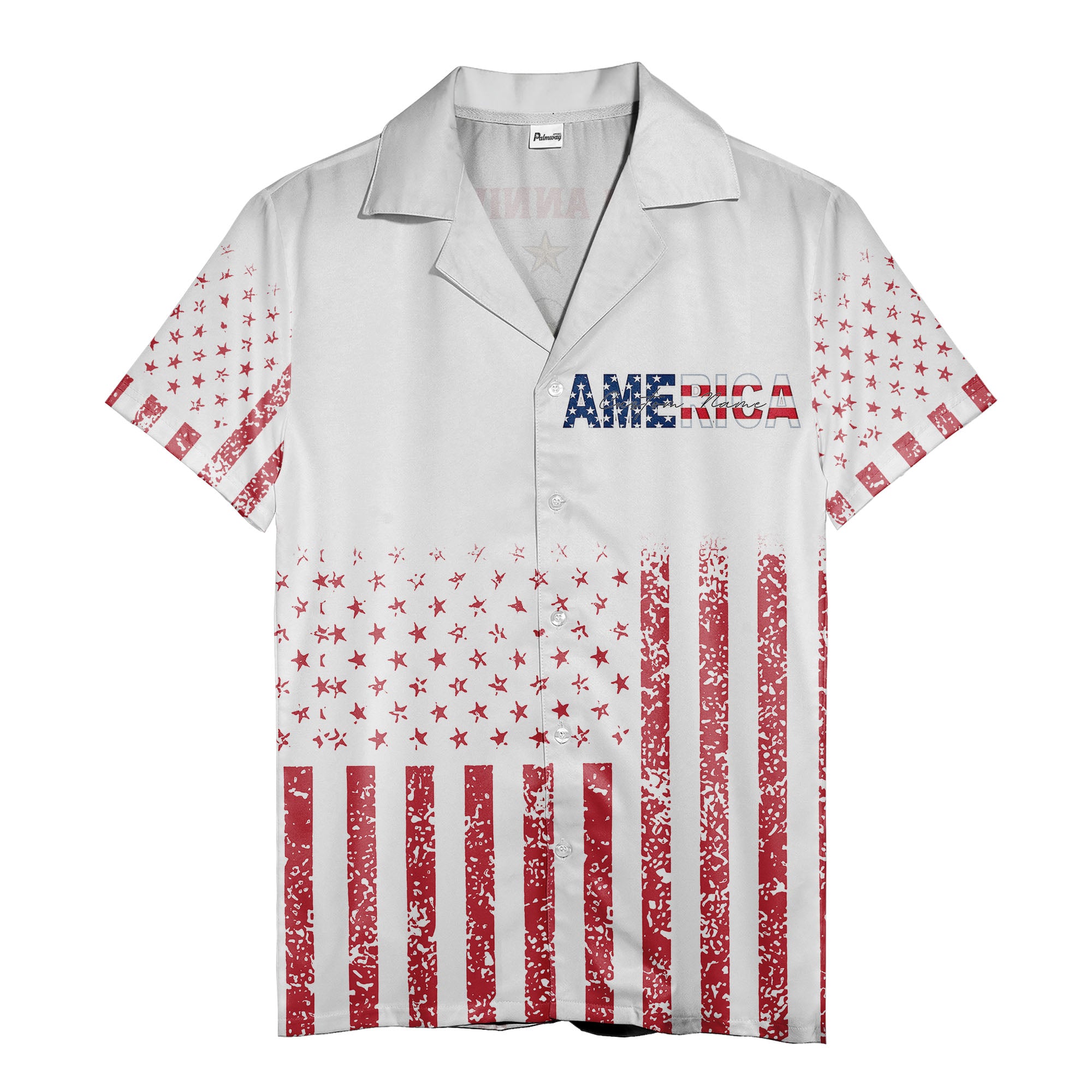 distressed american flag stars & stripes graphic hawaiian shirt for men