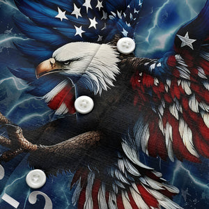 Distressed Bald Eagle Lightning Stars Patriotic Dark Blue 4th Of July Aloha Button Down Shirt Hawaii